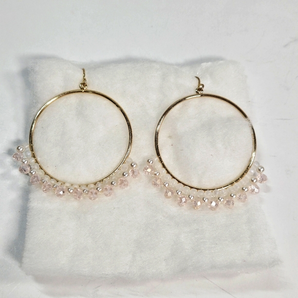 Beaded Hoop Dangle Earrings - Picture 1 of 2